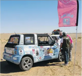  ?? NEIL VORANO/DRIVING ?? Tiny city cars such as the BlueSummer, which isn’t available in North America, competed at the 2018 Rallye Aicha des Gazelles (Gazelles Rally) in Morocco.