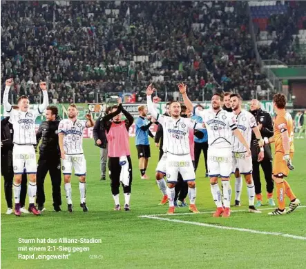  ??  ?? Sturm hat das Allianz-stadion mit einem 2:1-Sieg gegen Rapid „eingeweiht“GEPA (5)