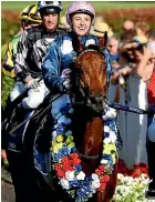  ?? PHOTOSPORT ?? Winning rider Sam Collett aboard Glory Days after winning the Auckland Cup at Ellerslie on Saturday.