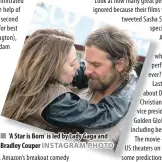  ??  ?? 'A Star is Born' is led by Lady Gaga and Bradley Couper INSTAGRAM PHOTO