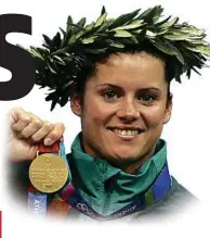  ?? Photo: Daniel Berehulak/Getty ?? GOLDEN GIRL: Chantelle Lee Newbery receives her Olympic gold medal after winning the women’s diving 10m platform event at the Aquatic Centre Indoor Pool Complex in Athens, Greece.