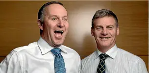  ?? DAVID WHITE/FAIRFAX ?? Who to run the economy: John Key and Bill English or Andrew Little and Grant Robertson?