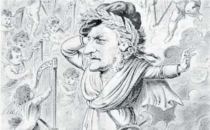  ?? ?? Caricatura. Richard Wagner vestido con ropas de mujer, reproducid­o por John Carter, París, 1892.