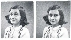  ??  ?? Anne Frank’s ID photos from 1942. She died of typhus in the Bergen-Belsen concentrat­ion camp in May 1945, at the age of 15.