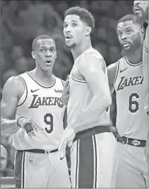  ?? Mark J. Terrill Associated Press ?? RAJON RONDO (9) returned from an injury, now Josh Hart (center) is nursing a sore knee. He’s expected to play tonight.