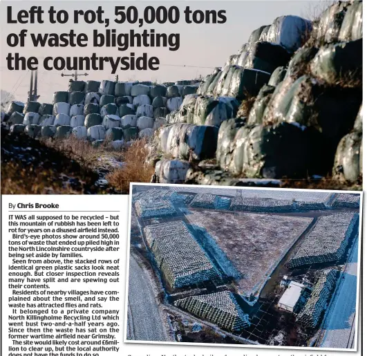  ??  ?? Sprawling: Neatly stacked piles of recycling have sat on the airfield for years
