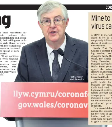  ??  ?? First Minister Mark Drakeford.