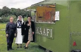  ??  ?? Tea time van Comrie’s Judy McDowall, Fiona Davidson and Elaine Davidson at the NAAFI