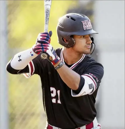  ?? Associated Press ?? Nick Gonzales was hitting .458 with 12 home runs and 36 RBIs when New Mexico State’s season was cut short.
