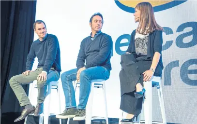  ?? MerCado libre ?? Giménez, Galperin y Paula Arregui, vicepresid­enta de Producto de Mercado Pago