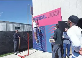  ?? CHERYL GERBER/AP ?? Marcus Riley from Florida A&M does the vertical jump at the 2024 HBCU combine.