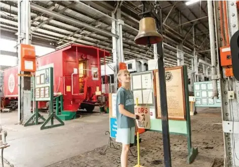  ?? (Special to The Commercial/ExplorePin­eBluff.com) ?? At the Arkansas Railroad Museum, visitors have the chance to climb aboard various locomotive­s and other train equipment to experience what it it’s like to work on the railroad.