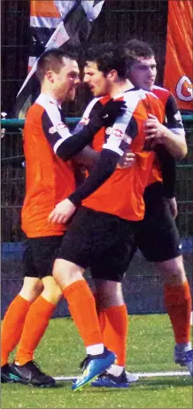  ??  ?? EW THE MAN: James Ewington celebrates his hat-trick