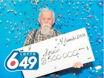  ?? PHOTO COURTOISIE ?? Louis F. Lévesque a gagné 2,5 M$ au tirage du Lotto 6/49, le 30 décembre dernier.