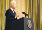  ?? PATRICK SEMANSKY AP ?? President Joe Biden discusses the COVID-19 relief package Monday in the State Dining Room.