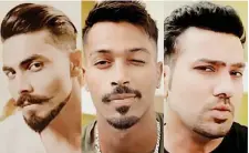  ??  ?? Ravindra Jadeja, Hardik Pandya and Rohit Sharma sporting new bearded looks