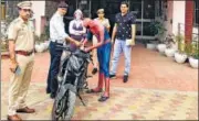  ?? HT PHOTO ?? The two cosplayers were fined under several sections of the Central Motor Vehicles Rules and The Motor Vehicle Act 1988.