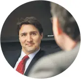  ??  ?? Le chef du Parti libéral du Canada, Justin Trudeau, lors de l’entrevue éditoriale avec l’équipe de Les Affaires.