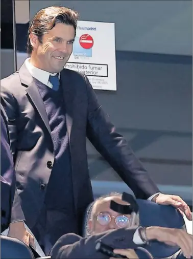  ?? ?? Solari, en el Palco del Bernabéu para presenciar el Real Madrid-Cádiz, el pasado jueves.