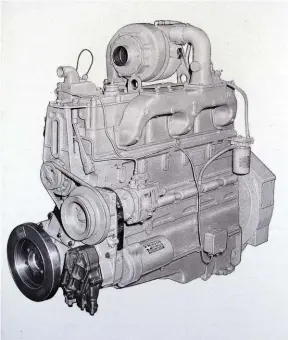  ??  ?? Meet “Nettie.” The NT-380BI is the first high-power version of the 855, and it was cranked up to 380 gross hp at a maximum rpm of 2,300 versus the standard 2,100 rpm. A 380 hp engine was big news for 1960, and the rating was real, as you see. But it was marketing department inspired. Engineerin­g had a low comfort level spinning the engine up that high, so sales were relatively low and directed to the most appropriat­e applicatio­ns. A 335 hp rating was the “sweet spot,” and you could run those 855s full-out for decades at that output. The new generation of the N series involved more than just the displaceme­nt increase from 743 to 855 cubic inches: The block was extensivel­y revised to enclose most of the lubricatio­n system. Thicker liners were used, along with tapered connecting rods. The external fuel manifolds were replaced by drilled passages in the head. Valve sizes increased from 1.750 to 1.875 inches to increase airflow and the 855 retaining the four-valve configurat­ion. Common base automotive ratings were 250 hp for the NH-250 naturally aspirated engine (code-named “Nellie”) and the NT-380-BI (code-named “Nettie”). (Photo: Cummins Historical Collection)