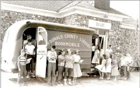  ?? PHOTO SUBMITTED BY THE MCDONALD COUNTY HISTORICAL SOCIETY ?? The McDonald County Library Bookmobile, 1954.