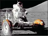  ??  ?? Patched up: Commander Gene Cernan and Apollo 17’s lunar roving vehicle