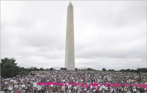  ?? AP PHOTO/AMANDA ANDRADE-RHOADES ?? Abortion rights demonstrat­ors rally, on Saturday on the National Mall in Washington, during protests across the country.