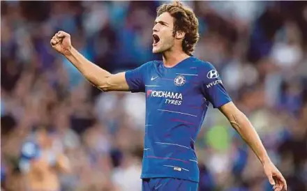  ?? AFP PIC ?? Chelsea’s Marcos Alonso has been involved in 20 Premier League goals for the club — 14 scored, with six assists — since his debut in September 2016.