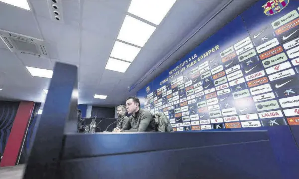  ?? ?? Xavi compareció ayer en la sala de prensa de la Ciutat Esportiva Joan Gamper