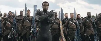  ??  ?? Black Panther, a.k.a. T’Challa, portrayed by Chadwick Boseman, has a key role in Infinity War.