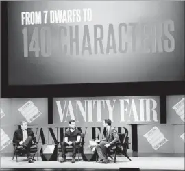  ?? Kimberly White Getty Images for Vanity Fair ?? TWITTER’S IMAGE problem would not seem to jibe with Disney’s reputation. Above, Disney CEO Robert Iger, left, with Twitter CEO Jack Dorsey and New York Times columnist Andrew Ross at an event in San Francisco in 2014.