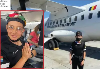  ?? ?? LEFT: Galliano Boni (11) in the plane on the way to Romania for the World Karate Championsh­ips. RIGHT: Galliano is in Romania to compete in the World Karate Championsh­ips.