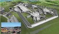  ?? SUPPLIED ?? An artist’s impression of the new facilities at Auckland Prison at Paremoremo. Inset: Constructi­on.