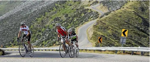  ?? ?? Road cycling at Mt Hotham.