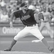  ?? [TONY DEJAK/THE ASSOCIATED PRESS] ?? Corey Kluber struck out 10 in seven innings, becoming the fastest Indians pitcher to reach 1,000 career strikeouts.