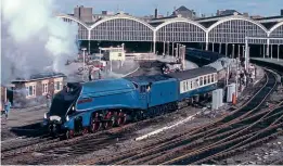  ?? FERNDALE MEDIA ?? All four ‘A4s’ preserved in Britain have had spells back on the main line – including No. 4498 Sir Nigel Gresley, which is seen leaving Hull Paragon on September 22, 1984 with the ‘West Yorkshire Enterprise’ special to mark the 150th anniversar­y of the Leeds-Selby Railway.