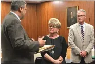  ?? MACOMB DAILY FILE PHOTOS ?? Attorney Terry Gilsenan, right, attends a 2019hearin­g in Macomb County Circuit Court with attorney Frank Cusumano and Anita Little.