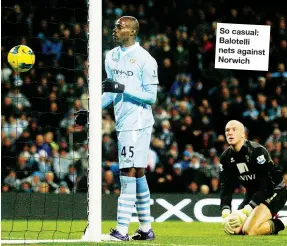  ??  ?? So casual: Balotelli nets against Norwich