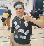  ?? JAMES MCLEOD/THE TELEGRAM ?? St. Bonaventur­e’s College student Jacob Bennett won the student council election for the position of arts rep. He said having his name plastered everywhere — including all over his body — was a winning strategy.