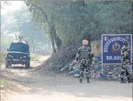  ?? ANI ?? Border Security Force (BSF) personnel stand guard at the BOP Jabowal after a Pakistani intruder was neutralise­d along the internatio­nal border at the Arnia sector in Jammu on Tuesday.