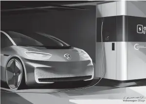  ??  ?? The Volkswagen flexible charging station can support the stationary developmen­t of a charging infrastruc­ture for electric vehicles and serve temporary needs.