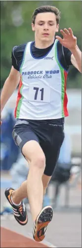  ??  ?? LIFT OFF: Paddock Wood’s Mason Doyle in the under-17 triple jump