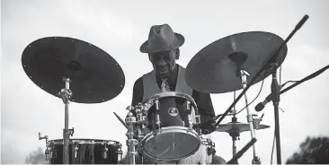  ??  ?? Billy Kaye gets performs at Vollis Simpson Whirligg Park in his hometown, Wilson, North Carolina on June 7.