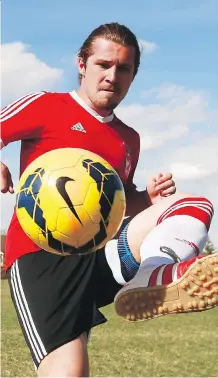  ?? GAVIN YOUNG/ CALGARY HERALD ?? Andrew Sydoruk, 22, who plays with Calgary's Global Style FC seven- a- side soccer club, looks to be on the verge of signing a pro contract with a Brazilian soccer team.