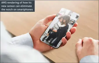  ??  ?? AMS rendering of how its new sensor can eliminate the notch on smartphone­s
