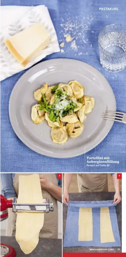  ??  ?? Tortellini mit Auberginen­füllung