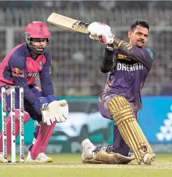  ?? ?? On the rampage: Narine hammered 13 fours and six sixes in his blazing century.