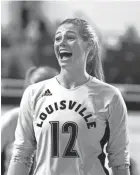  ?? SCOTT UTTERBACK/COURIER JOURNAL ?? Setter Tori Dilfer, daughter of former NFL quarterbac­k Trent Dilfer, is one of Louisville's top players.