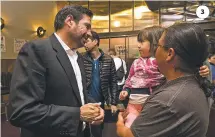  ??  ?? 3 3. Mayor Javier Gonzales speaks to supporters after the defeat of the soda tax in May.