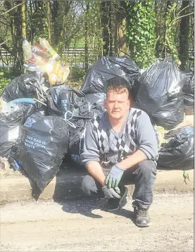 ??  ?? Ray Walker recently cleared up 32 black sacks worth of rubbish from an A2 lay-by in a single day